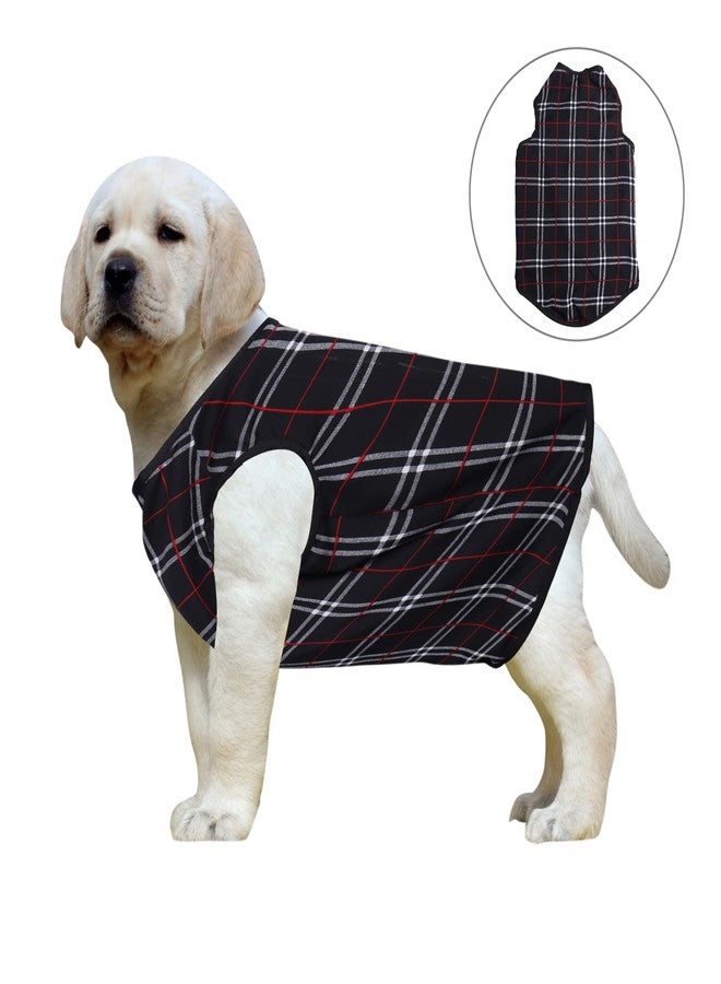 ويستيرن إرا تيشيرت قطني ناعم للكلاب بتصميم مستوحى من العصر الغربي | ملابس مريحة وجيدة التهوية للكلاب | طقم صدرية بدون أكمام للجراء | (طبعة مربعات) (مقاس كبير - 22 بوصة) - Image 1